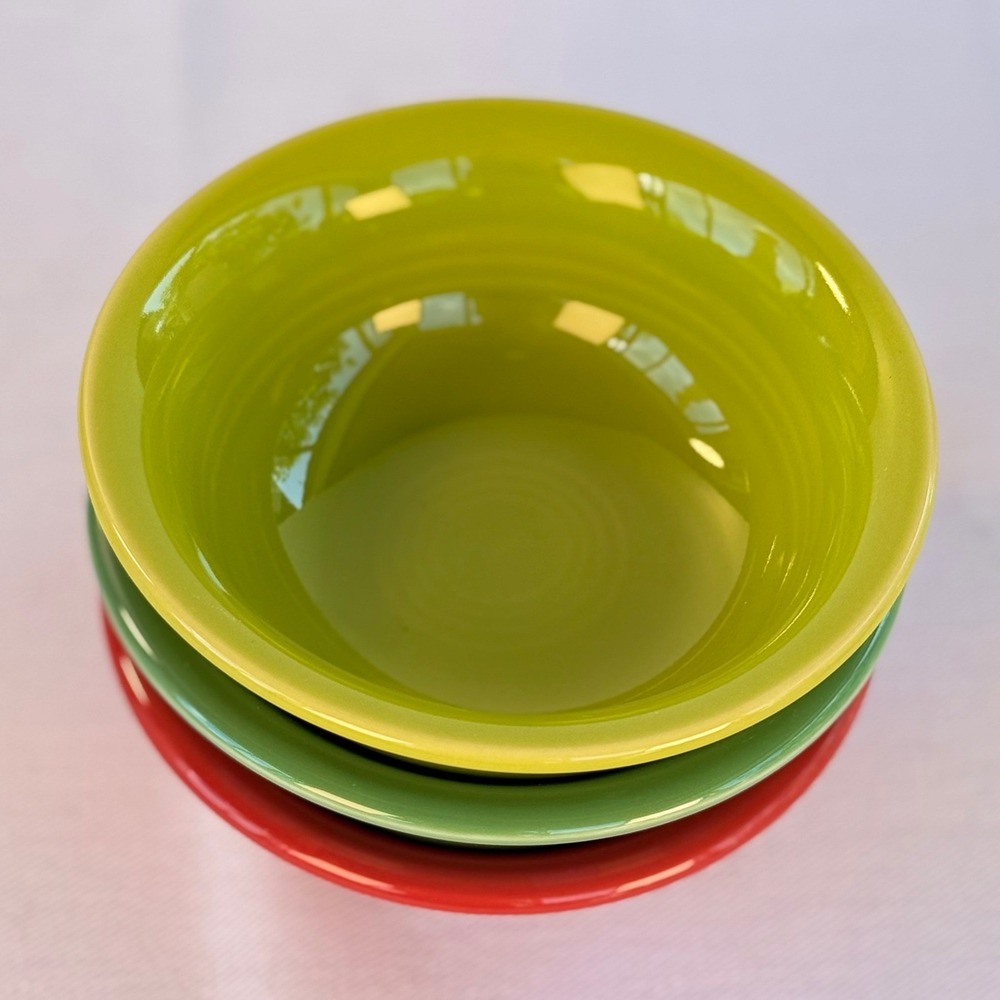 Fiesta HLC USA Fruit Bowls Set of 3 Shamrock Green Scarlet Red Lemongrass 4.75in